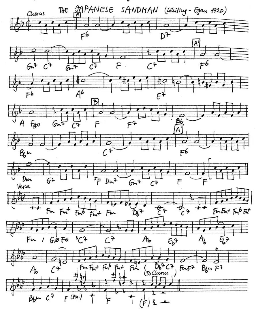 japanese sandman free jazz leadsheet - Courtesy of the Jungle Jazz Band